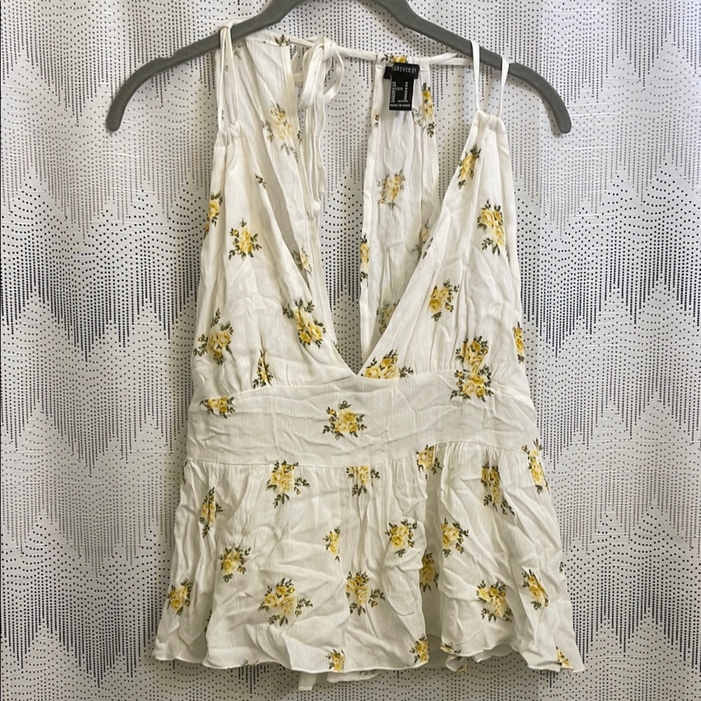 Floral White and Yellow Women's Top